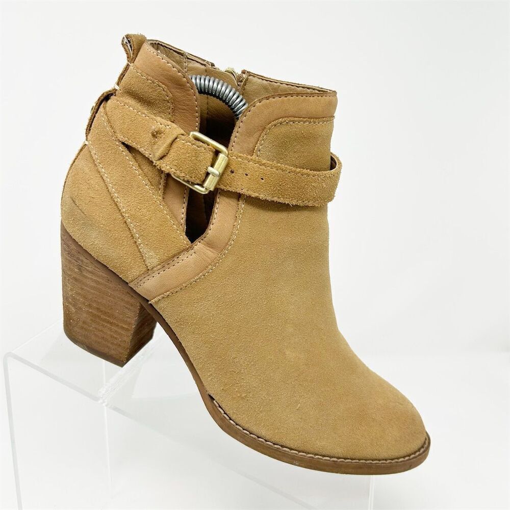 Sam Edelman Women's Brown Tan Suede Heeled Ankle Boots Size 8.5 Casual Fall